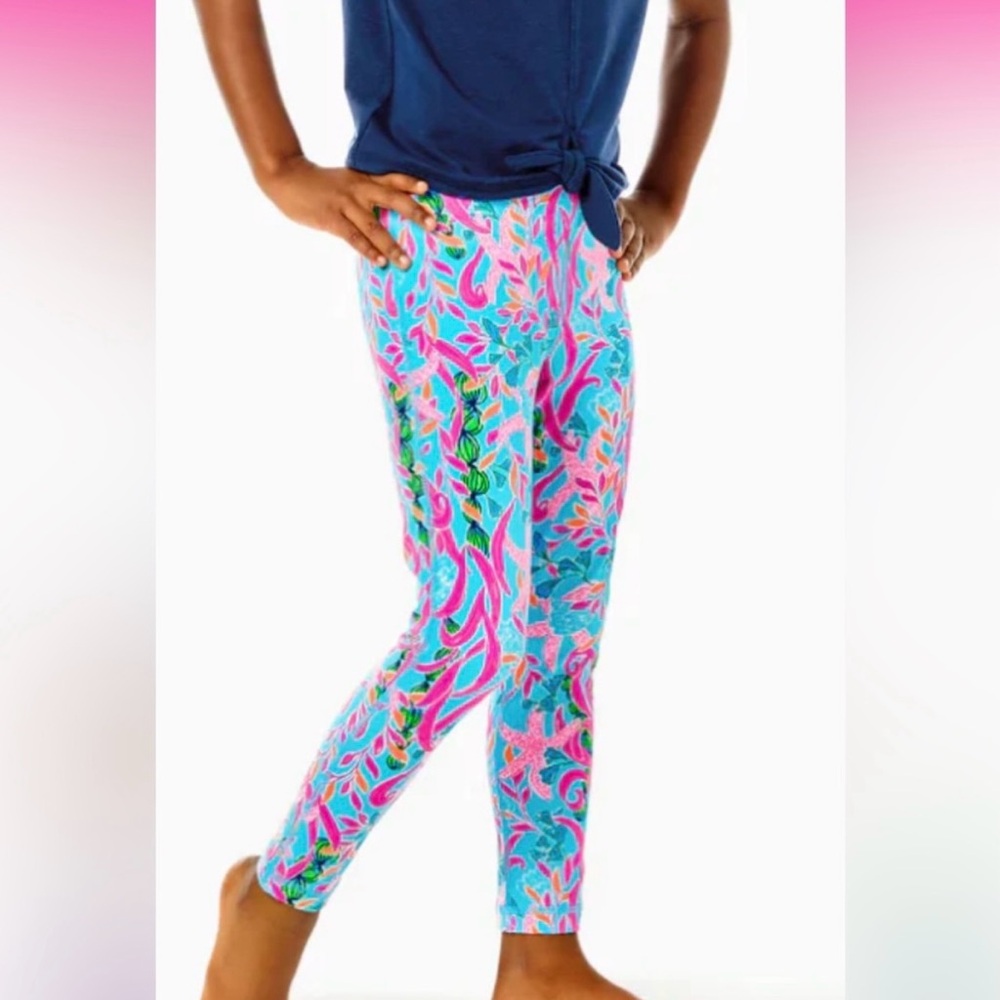 Lilly Pulitzer Vibrant Pink and Blue Kids Leggings